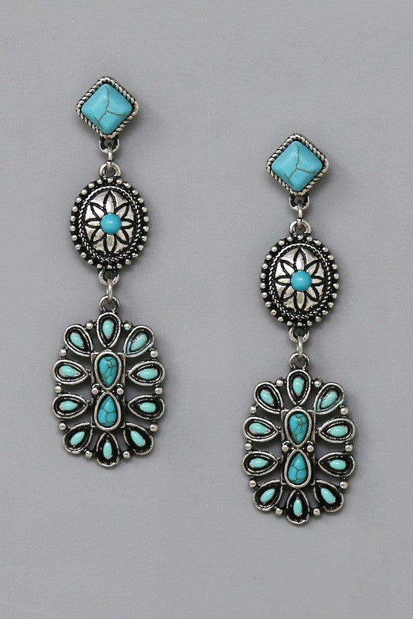 Western Stone Embellished Dangle Earrings