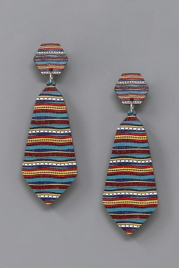 Western Print Wooden Earrings
