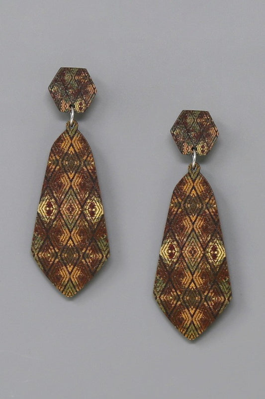 Western Print Wooden Earrings