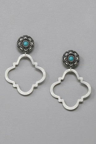 Western Acrylic Vintage Frame Dangle Earrings