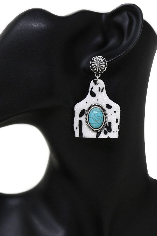 Western Stone Leather Dangle Earrings