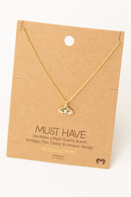 Rhinestone Evil Eye Necklace