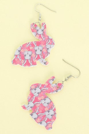 Easter Bunny Pattern Print Earrings
