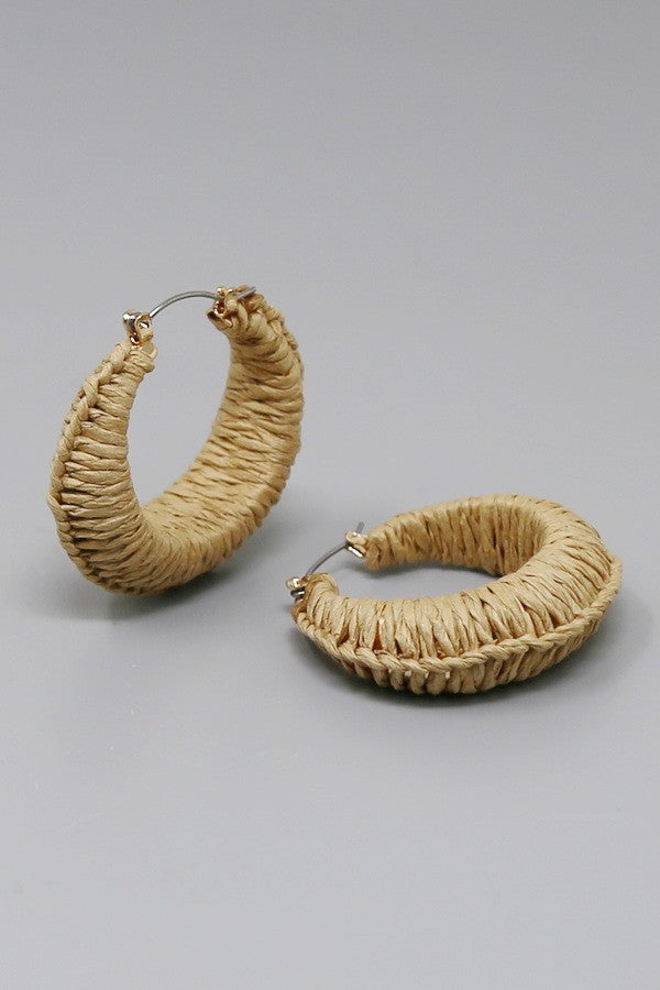 Raffia Wrapped Hoop Earrings