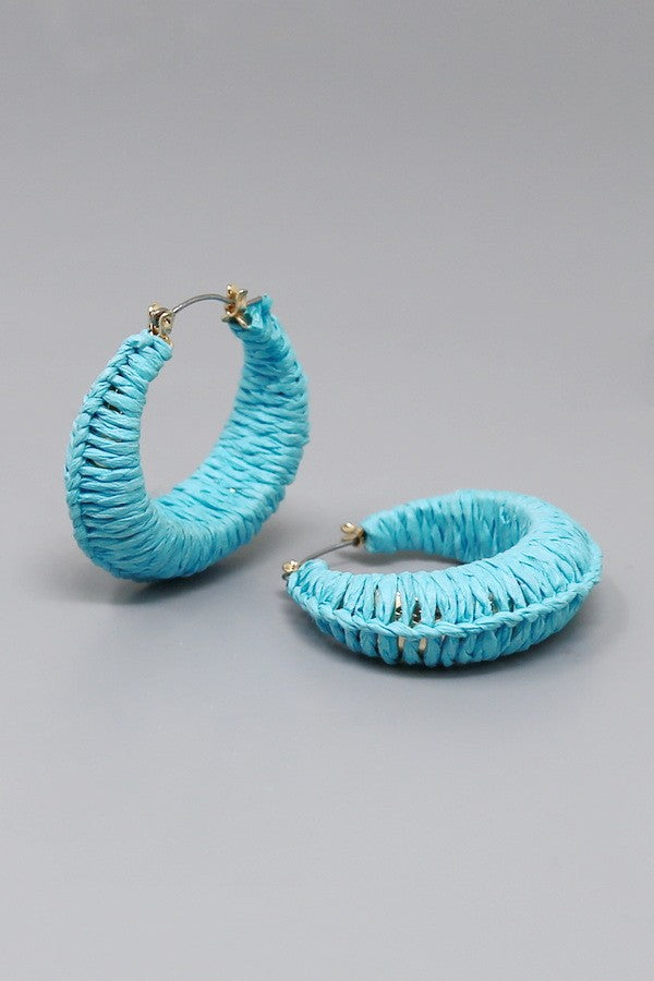 Raffia Wrapped Hoop Earrings