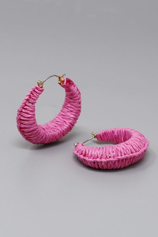 Raffia Wrapped Hoop Earrings