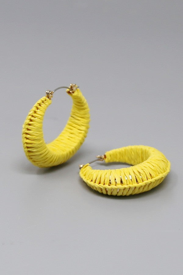 Raffia Wrapped Hoop Earrings