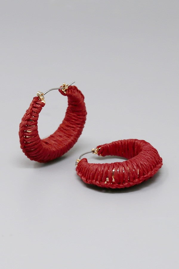 Raffia Wrapped Hoop Earrings