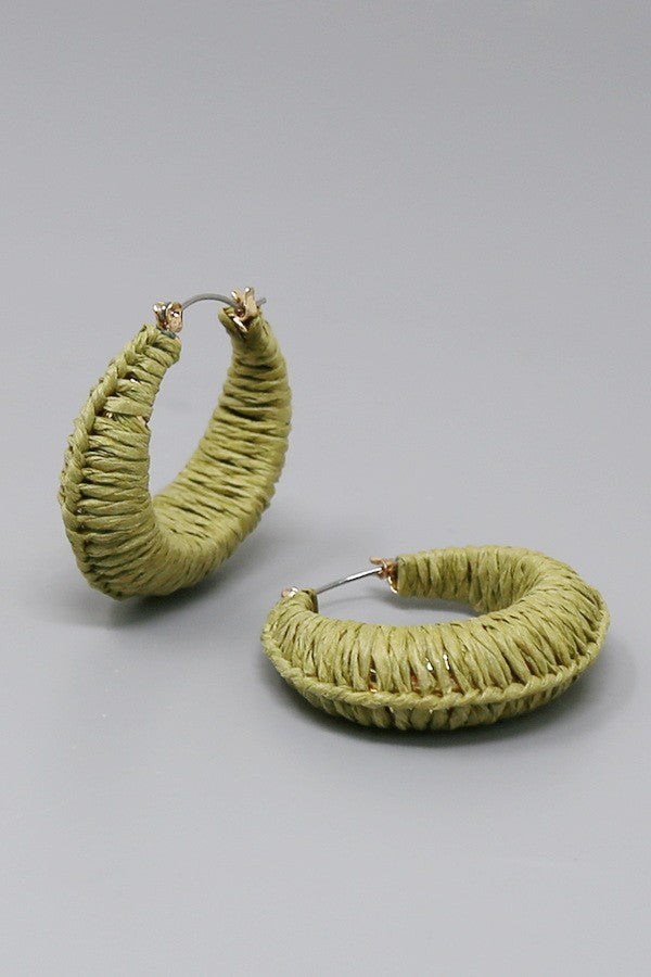 Raffia Wrapped Hoop Earrings