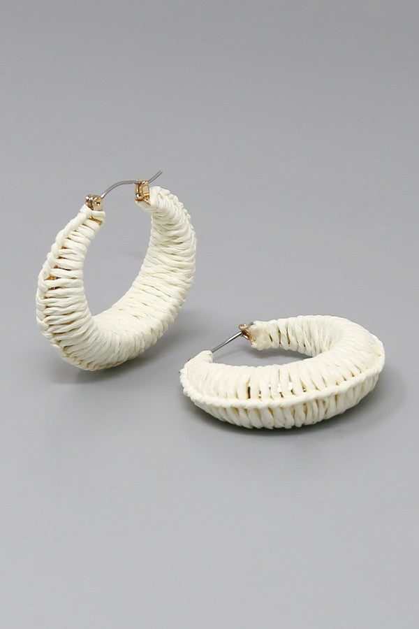 Raffia Wrapped Hoop Earrings