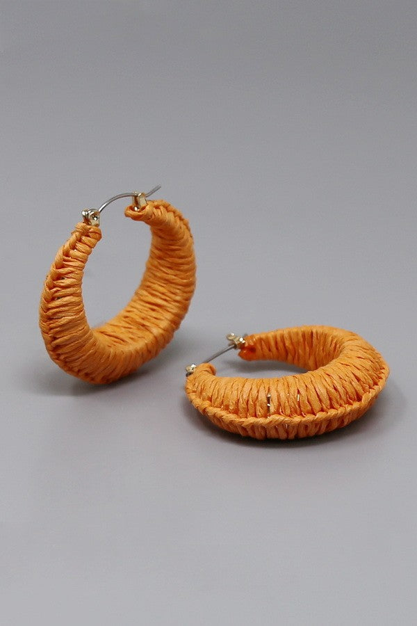 Raffia Wrapped Hoop Earrings
