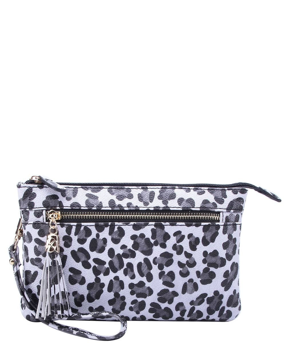 Leopard Double Compartment Clutch