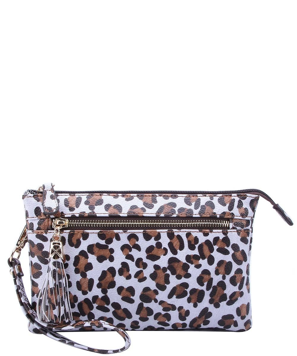 Leopard Double Compartment Clutch