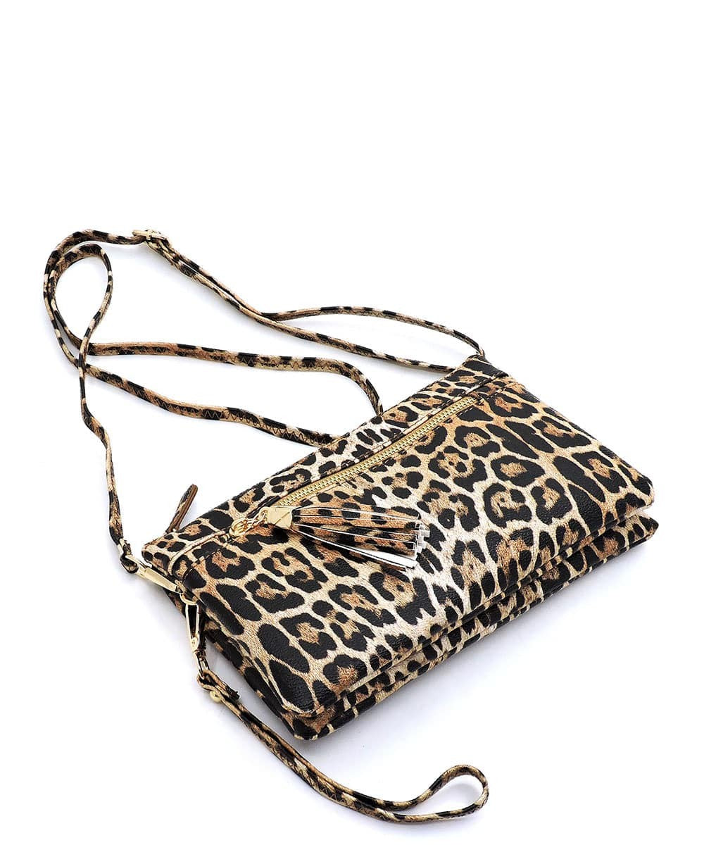 Leopard Double Compartment Clutch