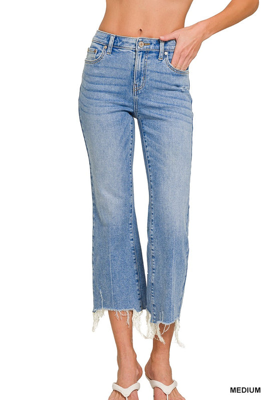 Zenana Medium Wash Kick Crop