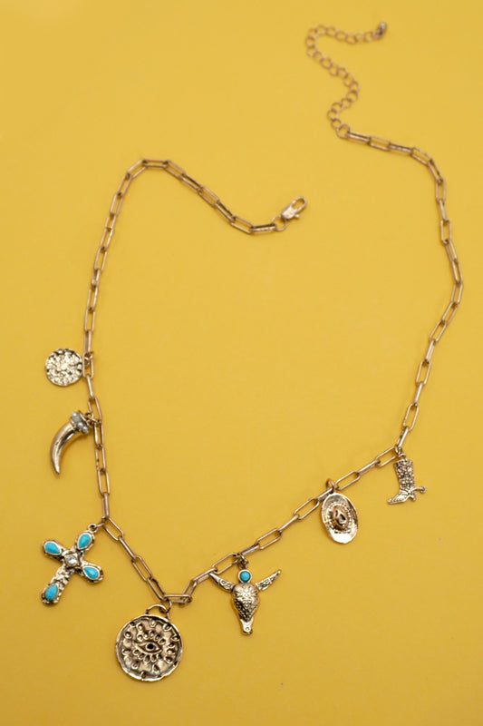 Charm Necklace- Western Cross Cowboy Hat