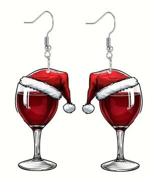 Christmas Wine Glass Earring