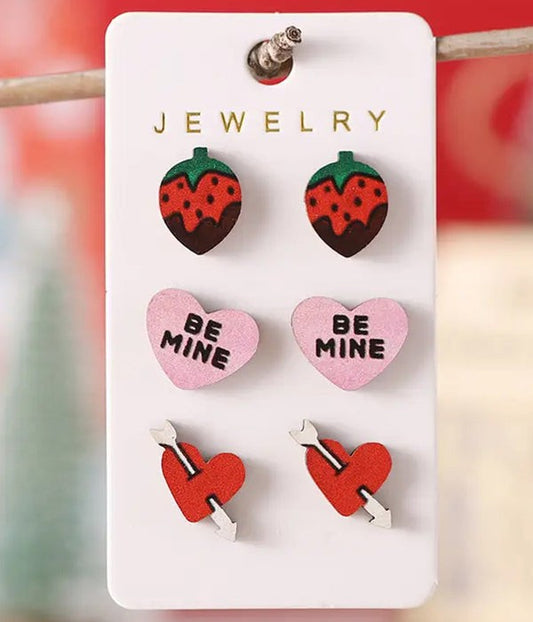 Valentine Theme Strawberry/Heart/Arrow Earring Set