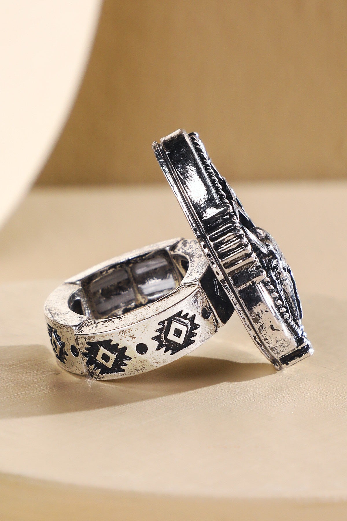 Western Steer Head Hand Stone Ring