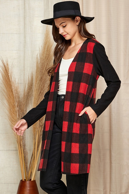 Checker Plaid Cardigan
