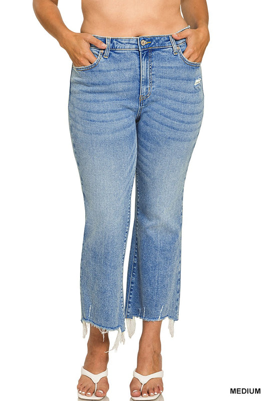 Plus Kick Crop Flare Denim Pants