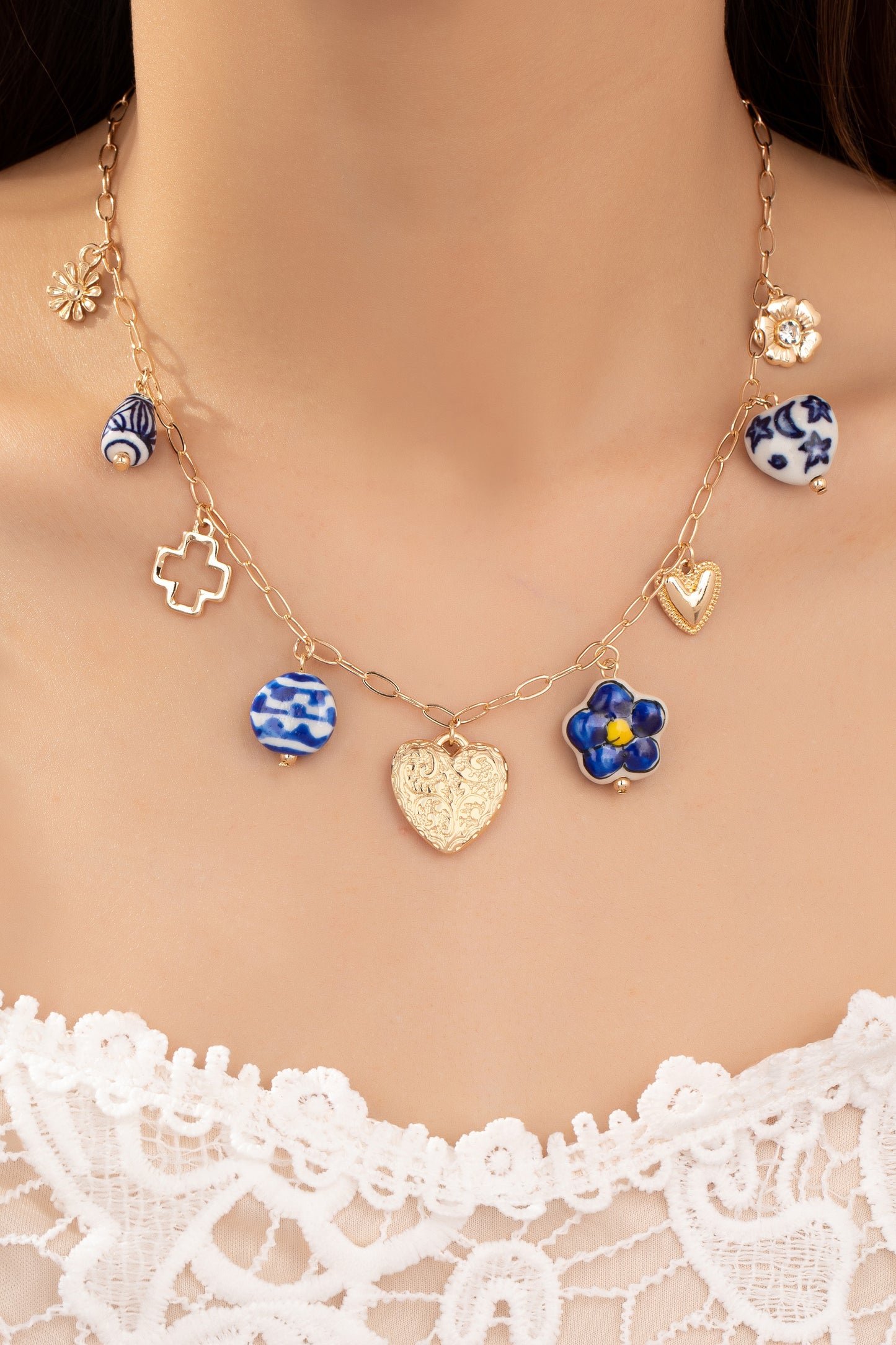 Blue Blossom Charm Necklace