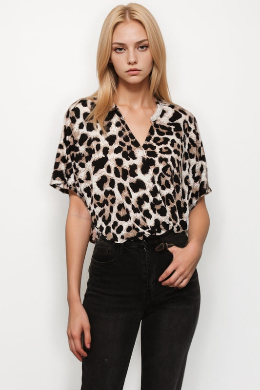 Animal Printed Short Sleeve Bodysuit