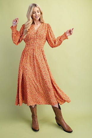 Ditsy Floral Print Midi Dress