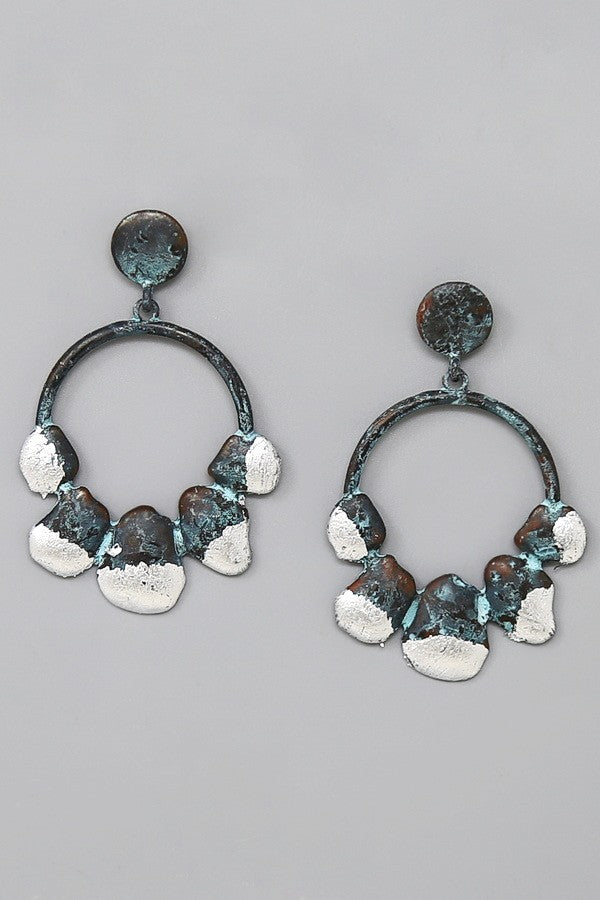 Foil Coated Patina Dangle Earrings