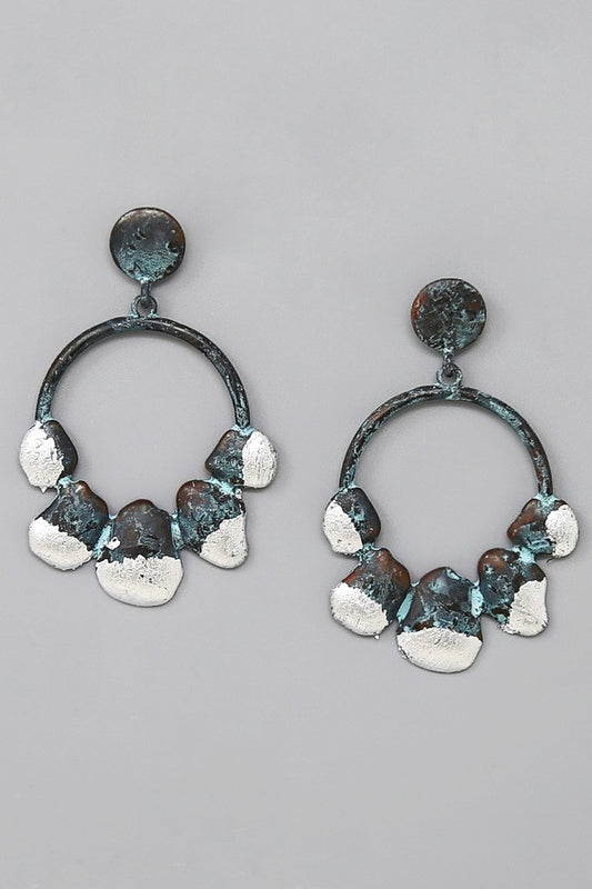 Foil Coated Patina Dangle Earrings
