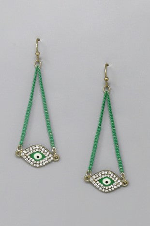 Evil Eye Chain Swing Earrings