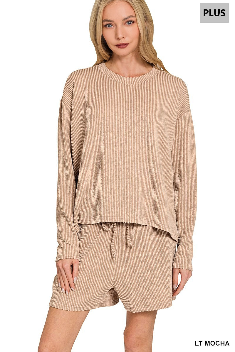 Plus Ribbed Long Sleeve Set