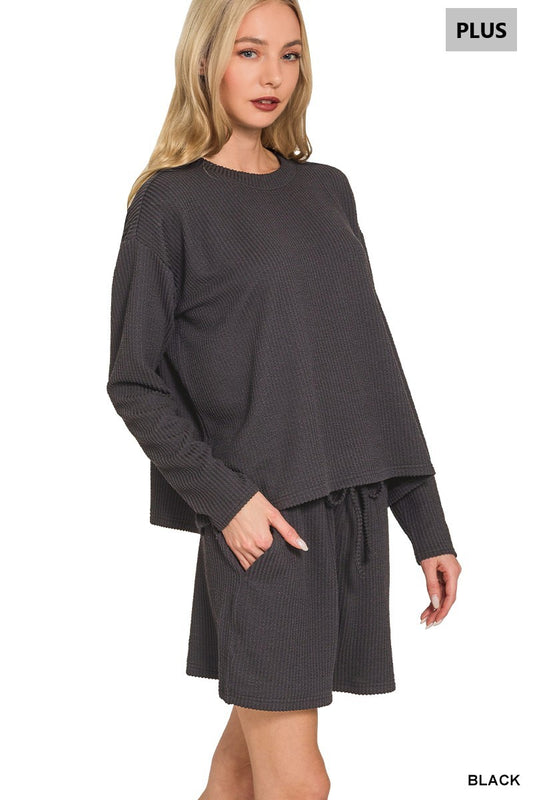 Plus Ribbed Long Sleeve Set