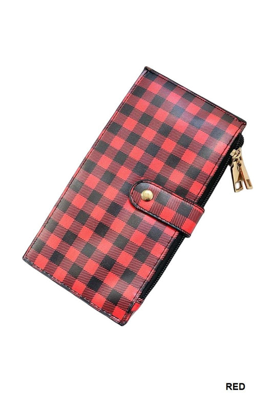 Checkered Credit Card Zipper Wallet