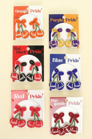 Gameday Cherry Heart Football Earrings