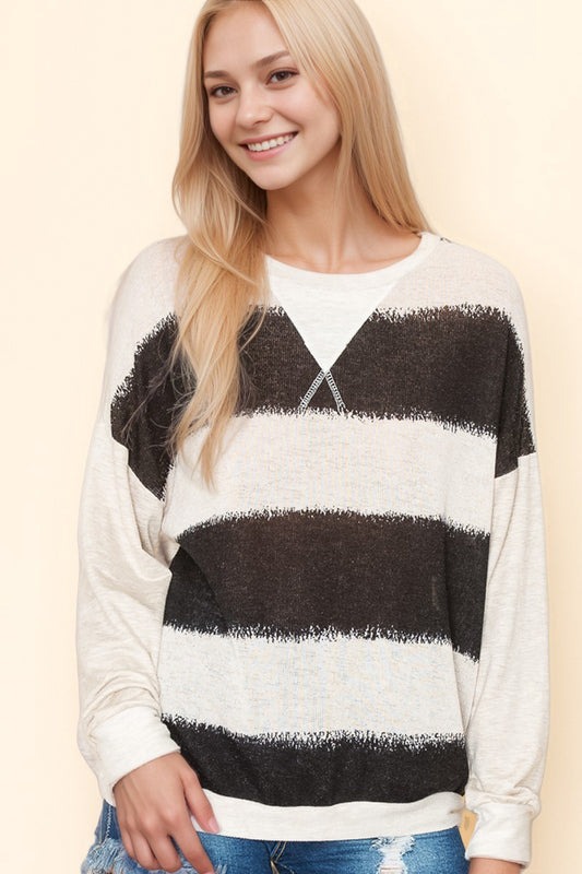 Color Block Contrast Sleeve Top