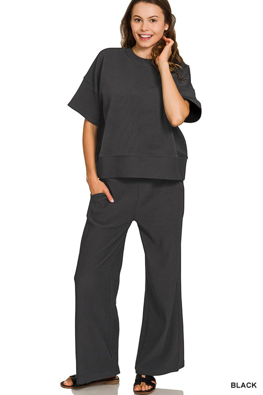 Zenana Ribbed Pants Set