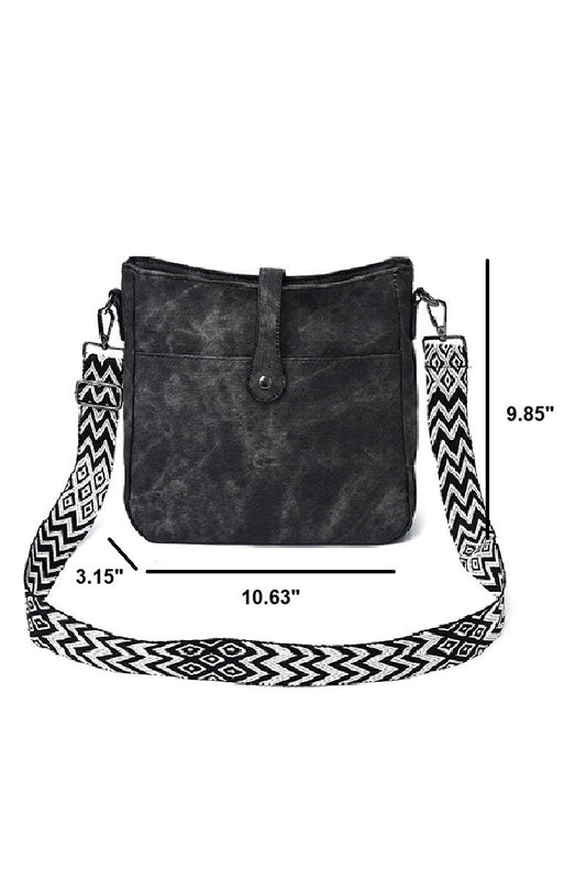 Distressed Faux Leather Crossbody Messenger Bag