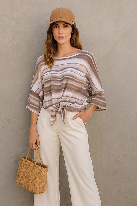Striped Tie-front Boho Top