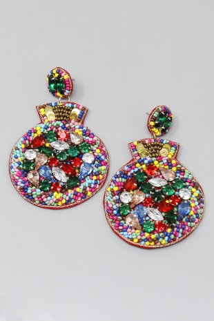 Christmas Ornament Seed Beaded Earrings