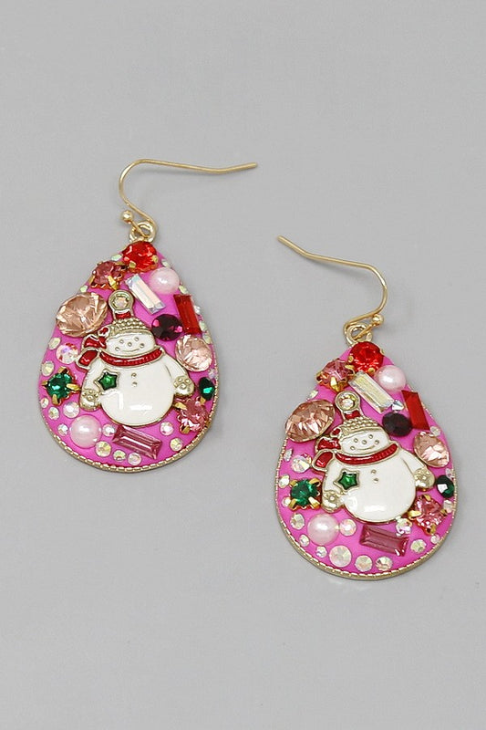 Christmas Snowman Dangle Earrings