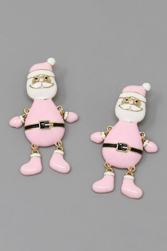 Pink Santa Claus Dangle Earrings