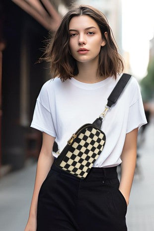 Checkered Crossbody Sling Bag