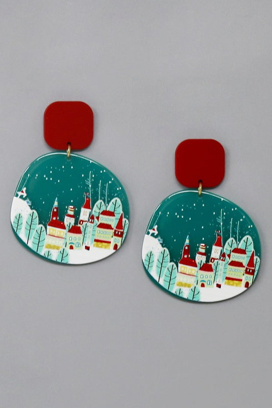 Christmas Village Acrylic Earrings
