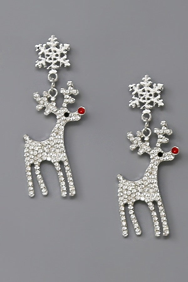 Christmas Reindeer Pave Earrings
