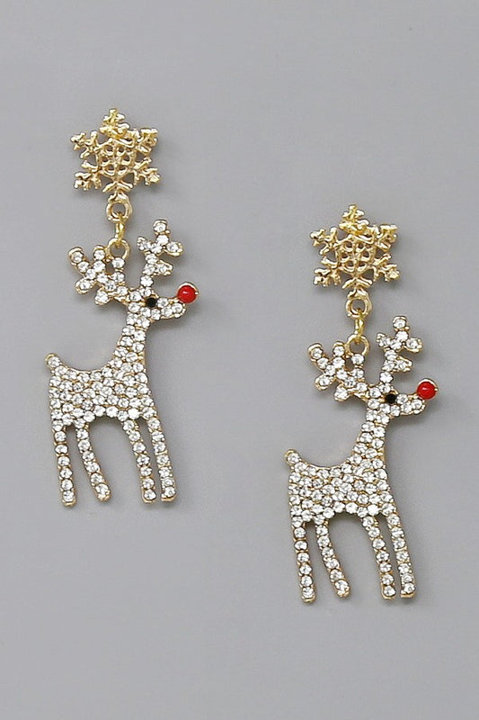 Christmas Reindeer Pave Earrings