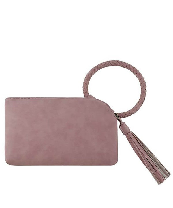 Tweed Cuff Handle Wristlet Clutch