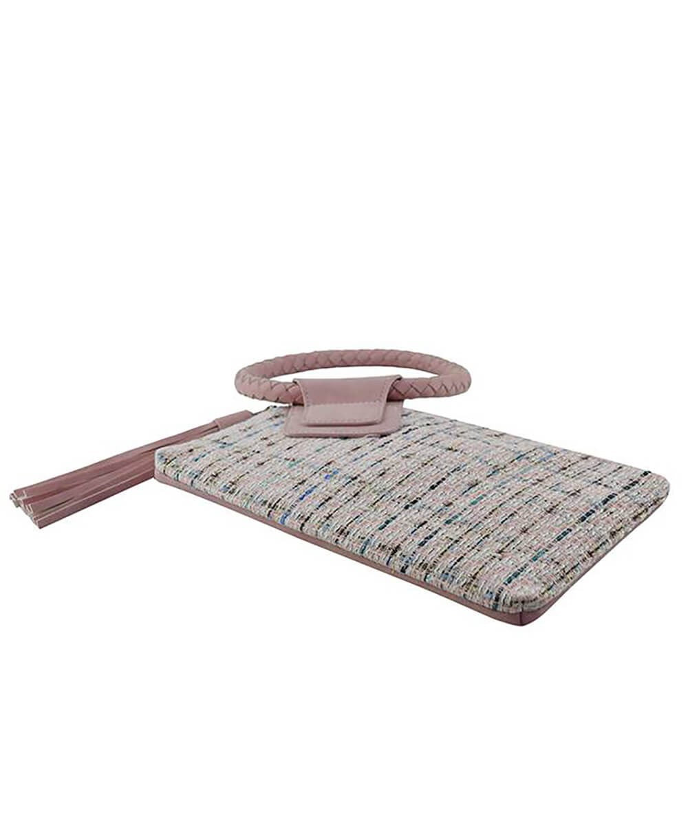 Tweed Cuff Handle Wristlet Clutch