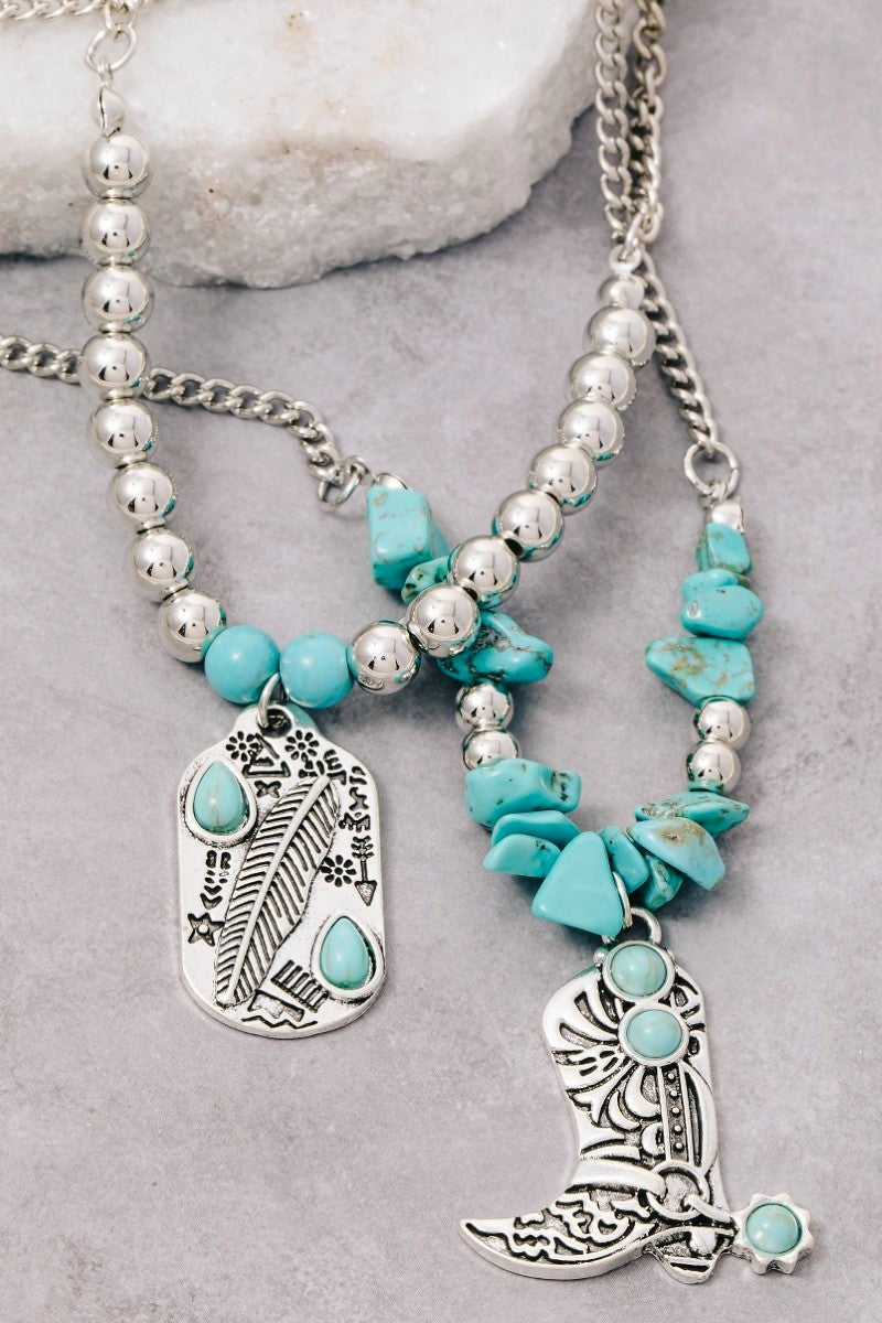 Western Turquoise Charm Necklace