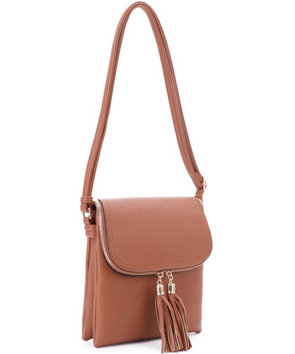 Double Tassel Flap Crossbody